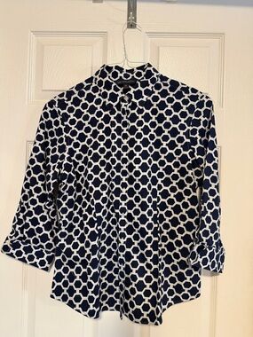 Brooks Brothers Navy and White Geometric Button-Down Shirt